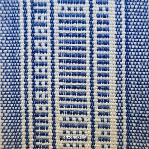 Cotton Linen Woven Scarf Blue & White - Picture 7 of 14